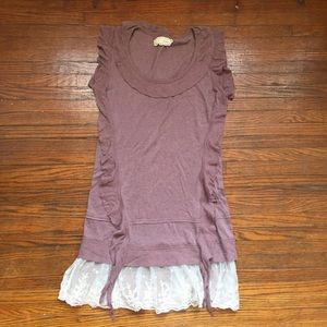 a'reve size Small Mauve Tunic with lace trim